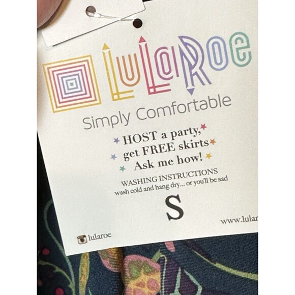 LuLaRoe Maxi Pull-on Skirt Size S Womans Navy Floral Stretch Knit Elastic Waist - Picture 2 of 6